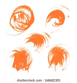 Realistic orange vector circles drawn thick paints 2