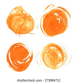 Realistic orange vector circles drawn thick paints 1