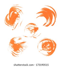 Realistic orange vector circles drawn thick paints 3