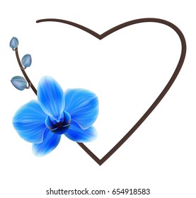 Realistic orchid frame, heart
