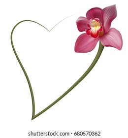 Realistic Orchid Frame, Heart.