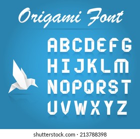 Realistic Origami Fold Font Alphabet Character Collection