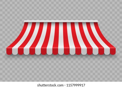 Realistic Outdoor Awning For Cafe And Shop Vector Mockup