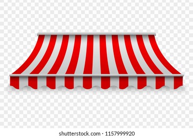 Realistic outdoor awning for cafe and shop vector mockup