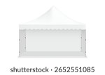 Realistic outdoor event tent featuring a white scalloped canopy and side walls. Clean, professional, and ready for custom design. Isolated on white background