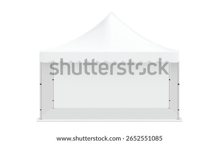 Realistic outdoor event tent featuring a white scalloped canopy and side walls. Clean, professional, and ready for custom design. Isolated on white background