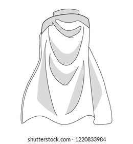 Realistic Outline Cloak isolated on white background. Cartoon Cape. Vector Illustration for Your Design, Game, Card.