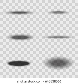Realistic Oval Gray Shadows Set on Transparent Background Graphic Decoration Style Element. Vector illustration