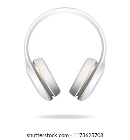 realistic over the ear wireless headphone gadget isolate on white background vector illustrations
