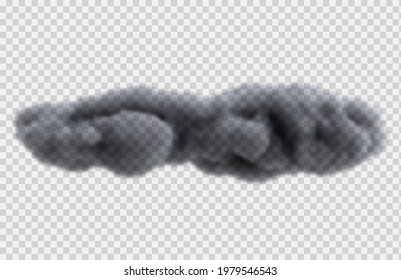 Realistic overcast rain cloud  isolated on transparent background. Bright design element. Vector illustration.