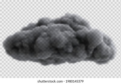 Realistic overcast rain cloud  isolated on transparent background. Bright design element. Vector illustration.