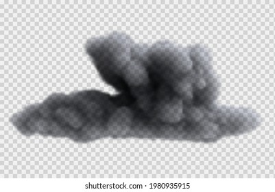 Realistic overcast rain cloud  isolated on transparent background. Bright design element. Vector illustration.