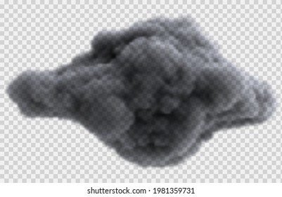 Realistic overcast rain cloud  isolated on transparent background. Bright design element. Vector illustration.