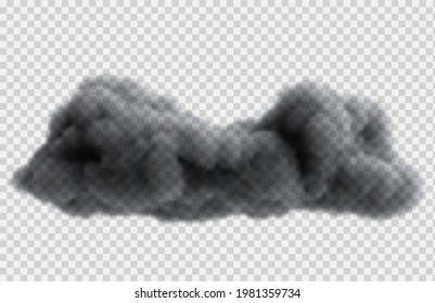 Realistic overcast rain cloud  isolated on transparent background. Bright design element. Vector illustration.