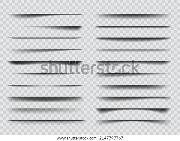 Realistic overlay\
transparent shadow effects. Isolated vector black or grey shade\
stripes with soft edges, mockup elements. Set of abstract panel or\
bar shadows 3d\
object