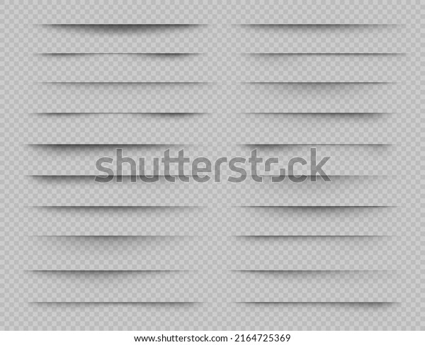 Realistic overlay transparent shadow effects,\
frames or paper line shadow, vector website page edges. White or\
black paper edge shadow effects and linear shade borders for web\
site divider\
background