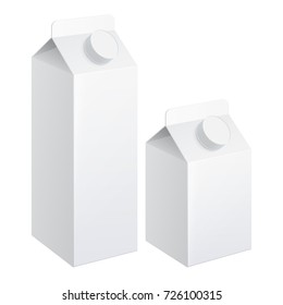 Realistic pack carton of milk and juice. Set of package of different sizes. vector illustration.