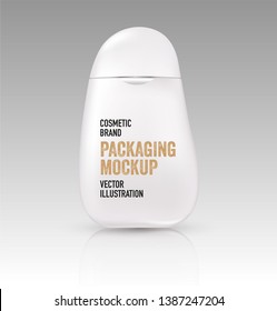Realistic package, bottle, tube for cosmetic branding and product with unique design. Vector 3D template of plastic container for liquid, skin care cream, foams, shampoo, shower, conditioner, lotion.