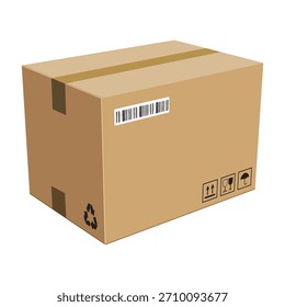 Realistic package box in 3D style on white background