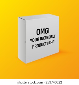 Realistic package box. For buiseness presentation, software, electronic device and other products.