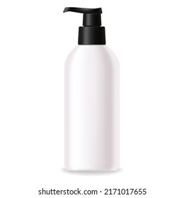 Realistic package cosmetic. Container lotion, tonic, serum, cream, bottle mockup isolated vector, package bottle cosmetic, plastic white bottle cosmetic