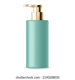 Realistic package cosmetic. Container lotion, tonic, serum, cream, bottle mockup isolated vector, package bottle cosmetic, plastic green bottle cosmetics