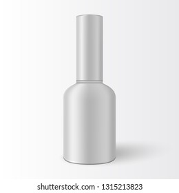 Realistic package luxury cosmetic product. Realistic Cosmetic bottle mockup on white background. Blank template empty clean white plastic container for nail polish. Realistic mockup cosmetic package