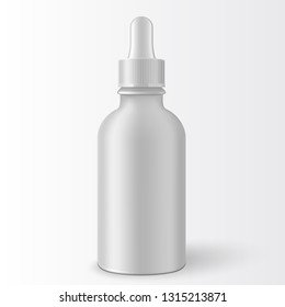 Realistic package luxury cosmetic product. Cosmetic bottle mockup on white background. Blank template empty clean white plastic container dispenser and dropper. Realistic mockup cosmetic package