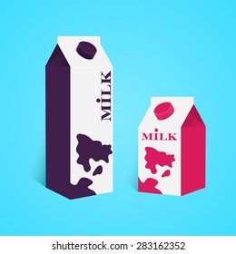 Realistic packages with milk