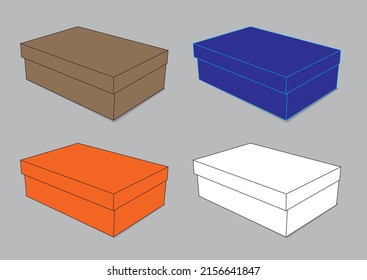 Cajas de empaquetado realistas. Envase de cartón abierto blanco, marrón, azul y naranja, productos de merchandising en blanco se burlan. Plantilla de contenedor cuadrado de cartón