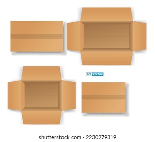 empaquetado realista de cartón vacío o caja de pizza modelo de cartón blanco o de embalaje de cartón marrón. vector de pasos
