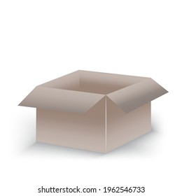 Realistic packaging with open box for package paper design. Open gift box isolated. Vector illustration. Stock image. EPS 10.