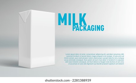 Realistic Packing Milk Or Juice Clear White Packaging For Branding. EPS10 Vector