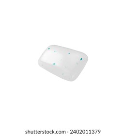 Realistic pad, pill chewing gum, 3D vector illustration. White color menthol or sweet taste bubble gum with blue dots isolated on white. Oral freshener and dental protection