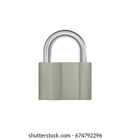 Realistic Padlock Illustration. Closed lock security icon isolated on white.