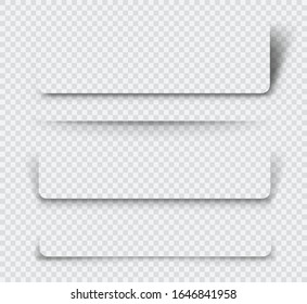Realistic  page shadows set on transparent background. Vector illustration 