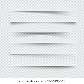 Realistic  page shadows set on transparent background. Vector illustration 