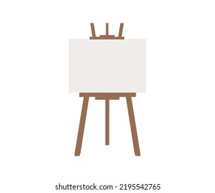 Realistic paint desk, Wooden easel and a sheet of drawing paper logo design. Artwork, Blank canvas, stretched canvas panel vector design and illustration.