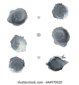 realistic paintbrush grey colors palette spots, vector illustration