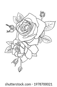 realistic painted roses with buds