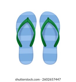 Realistic pair of summer shoes for beach or pool. Vector isolated clothing or accessories for vacation or holiday on summertime. Slippers or pluggers, simple light plakkies for feet in tropics