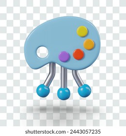 Realistic palette with different colors. Creativity in virtual space. Modern creativity