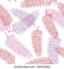 Realistic palm tree leaves seamless background. Floral texture. Tropical pattern. 