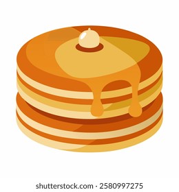 Realistic pancakes dessert vector on white background.