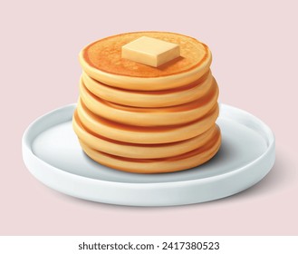 Realistische Pfannkuchen einzeln auf Vektorgrafik, realistischer Pancakes, Nachtisch