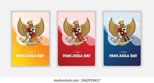 Realistic pancasila day background gradient illustration set collection.