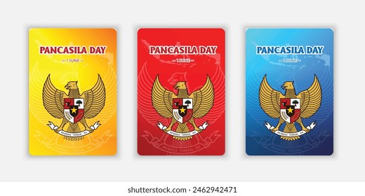 Realistische pancasila Tag Hintergrund Gradient Illustration Set Kollektion.