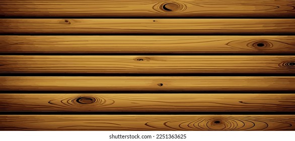 Fondo de tablero de textura de madera panorámica realista, patrón de textura de fibra - Ilustración vectorial