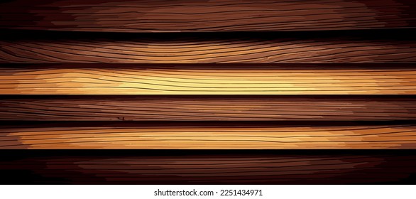 Realistische panoramische Holzstruktur, einfarbiger Hintergrund, Faserstruktur - Vektorgrafik