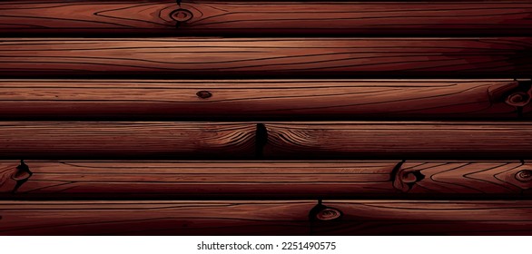 Realistic panoramic wood texture plank background, fiber texture pattern - Vector illustration